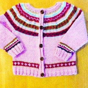 Fair Isle Sweater, Sweater Size 5, Fair Isle Sweater Size 8, Fair Isle Sweater Size 10, Child Knit Cardigan Size 12, Girls Knit Sweater image 1