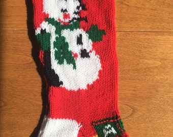 Snowman Christmas Stocking, Vintage Christmas Stocking, Christmas Stocking With Blocks, Personalized Christmas Stocking