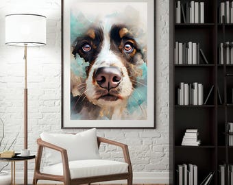 Bernese Mountain Dog Digital Wall Art - Printable Poster for Dog Lovers | Modern Rustic Home Decor | Instant Download