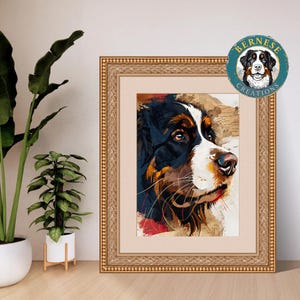 Bernese Mountain Dog Printable Wall Art | Modern Rustic Digital Art Poster | Instant Download for Dog Lovers