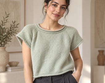Strickmuster für ein deutsches Raglan-T-Shirt, Oversized-Pullover von oben nach unten (PDF)