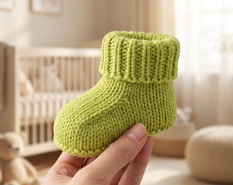 Baby Ugg Booties Strickmuster PDF, einteilige nahtlose Neugeborenen Schuhe (Instant Download)