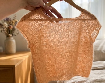 Strickmuster für eine luftige Bluse, Raglan-T-Shirt aus Seide-Mohair (PDF-Download)