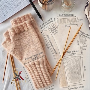 Moss Stitch Art Fingerlose Handschuhe Strickmuster - Anleitung für Anfänger Handwärmer (PDF Download)