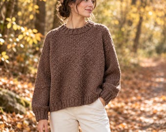 Strickmuster für einen strukturierten Pullover (Top-Down-Stricktechnik), Damengrößen XS-XXL (PDF)