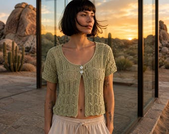 Breipatroon voor een Mystic River Lace vest – Naadloos vest met korte mouwen (PDF)