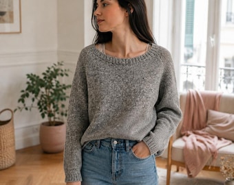 Raglanpullover-Strickmuster: Klassischer Pullover von oben nach unten (Digitaler Download)