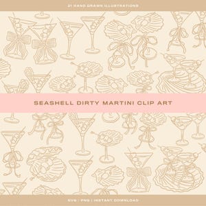21 x Seashell Martini Cocktail Clip Art (SVG/PNG)