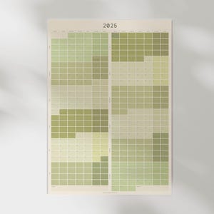 Calendario anual horizontal 2025 inspirado en la naturaleza con vista semanal para la oficina en casa / Planificador de pared familiar / Calendario grande 2025 / Regalo para maestros