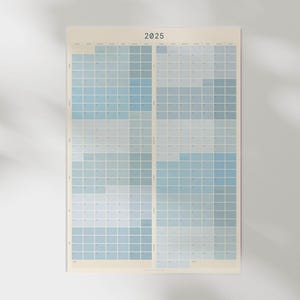 Calendario de pared azul 2025 / Planificador de 365 días / Calendario anual grande, póster grande de una página / Organizador de 12 meses / Regalo para profesores