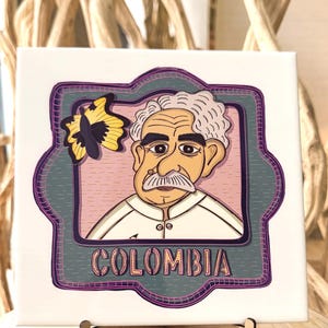 Gabriel García Márquez Art Tile, Colombian Souvenir Decor