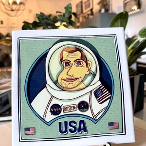 Neil Armstrong Ceramic Tile: USA Souvenir Art, 20x20 cm