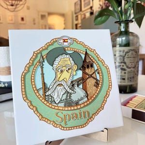 Don Quixote Art Tile, Spain Souvenir Ceramic Decor (20x20 cm)