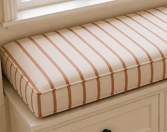 Custom Linen Bench Cushion, Washable Window Seat Pad, Reading Nook Pad