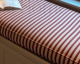 2 "dickes gestreiftes Leinen-Sitzkissen, kundenspezifisches Erker-Fenster-Sitzkissen, Kallax-Bankkissen