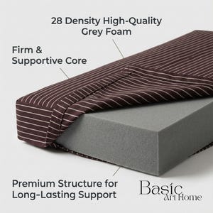 2” Thick Striped Linen Bench Cushion, Custom Bay Window Seat Cushion, Kallax Bench Cushion image 12