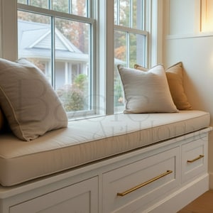 2 &quot;Dickes gestreiftes Leinenkissen mit Schaum, Innenbank-kundenspezifisches Kissen Leinen, Kallax Leseeckekissen, Fenstersitzbankkissen