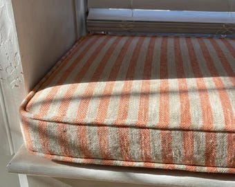 2 Inch Washable Striped Custom Hallway Bench Cushion, Striped Kallax Bench Cushion, Hallway Bench Cushion, Ikea Bench Cushion