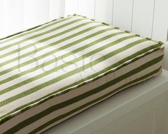 2" Thick Striped Linen Bench Cushion, Floor Cushion, Window Seat Cushion, Ikea Nook Cushion, Kallax Cushion, Linen Cushion