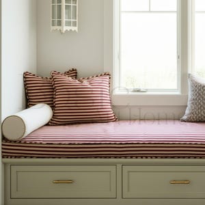 2 &quot;dickes benutzerdefiniertes gestreiftes Fenstersitzkissen, Leinenbankkissen, kundenspezifisches Indor-Leinenkissen, auf Bestellung Kallax Kissen, Indoor Nook Mat