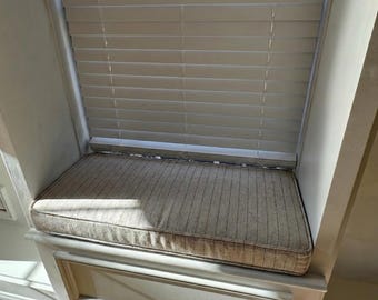 Custom Striped Window Seat Cushion – 2” Thick Linen Bench Pad, Custom Ikea Cushion, Custom Kallax Cushion, Indoor Washable Nook Mat