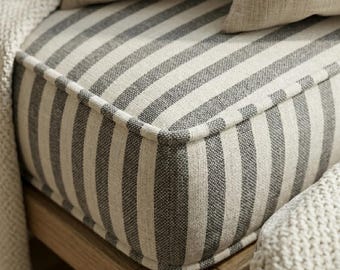 Washable Ticking Stripe Custom Bench Cushion, Striped Hallway Bench, Hallway Bench Cushion, Nook Cushion, Bench Seat Cushion