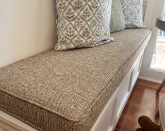 Custom Striped Window Seat Cushion 2” Thick Linen Bench Pad, Custom Ikea Cushion, Custom Kallax Cushion, Indoor Washable Nook Mat