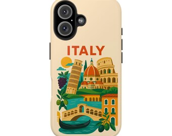 Italy Collage Phone Case: Colosseum, Leaning Tower, Venice - Travel Art