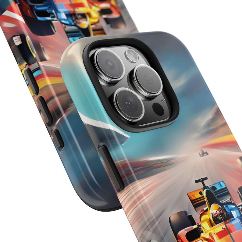 Etui na telefon z motywem samochodu wyścigowego Formuły 1: dynamiczny, kolorowy design zdjęcie 2
