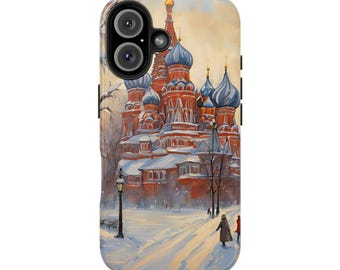 Snowy Winter Tale Tough Phone Case - Russian Landscape, Cozy Design, Holiday Gift, Winter Lover, Travel Enthusiast