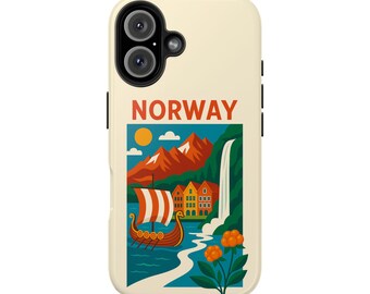 Norway Viking Ship Phone Case: Nordic Fjords, Mountains, Village