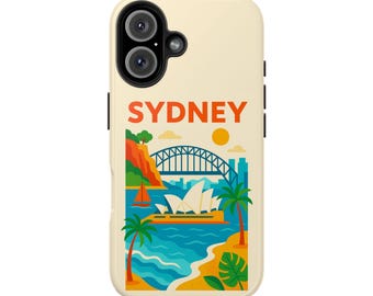 Sydney Phone Case featuring Opera House Harbour Bridge Beach and Palm Trees Coastal Aesthetic for iPhone Samsung
