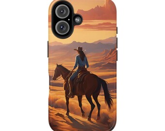 Wild West Cowboy Sunset iPhone Case: Desert Landscape Phone Cover
