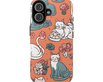 Cats and Flowers Phone Case: Stylish Pastel iPhone Case