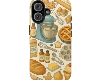 Retro Baking Phone Case: Vintage Kitchen Tools - iPhone/Samsung Tough Case