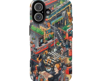 Urban Collage Phone Case: Cityscape Street Art - Protective iPhone Cover
