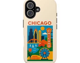 Chicago Phone Case featuring Skyline Cloud Gate Navy Pier and Theater Sign Urban Aesthetic for iPhone Samsung