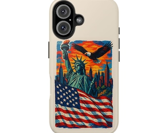 Patriotic American Freedom Phone Case: Statue of Liberty, Eagle & US Flag