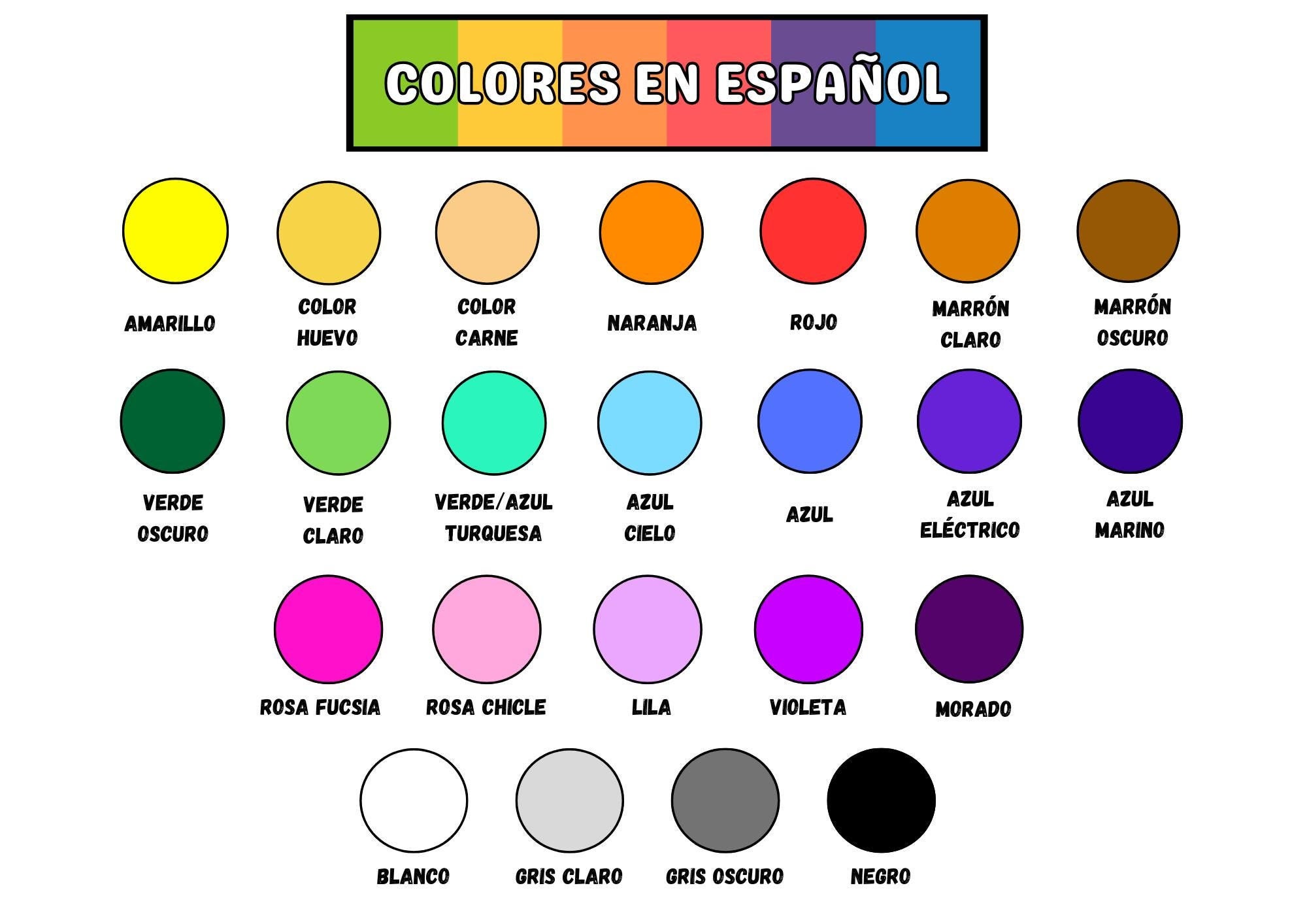 Lista De Los Colores En Español - Etsy