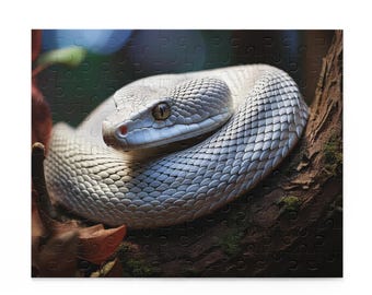 Japanese Year of the Snake Puzzle Set - Bring Good Fortune and Peace with This Enriching Jigsaw Game, White Snake Puzzle (120, 252, 500 Pieces) - Japanese Year of the Snake Wall Decor, Lucky Snake Jigsaw Puzzle, Relaxing Game, Birthday Gift for Snake Lovers, Lucky Item Gift for Housewarming