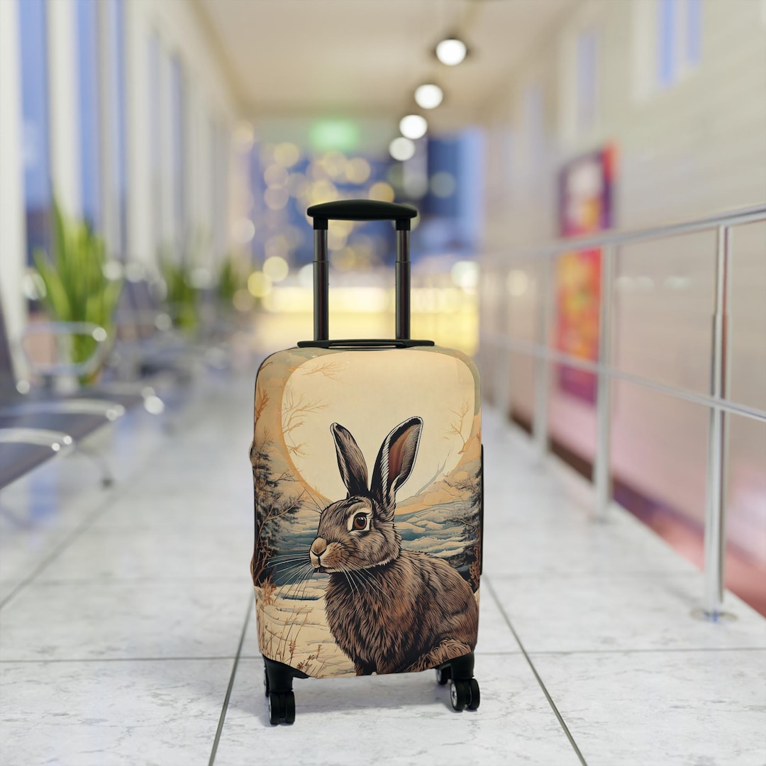 Luggage Cover, Winter Bunny Rabbit Travel Accessory, Art Nouveau Style ...