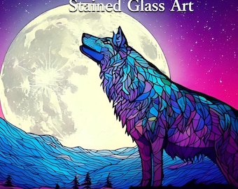 Stained Glass Wolf Jigsaw Puzzle, Moonlit Wolf Art, Fantasy Night Wolf Puzzle, Mystical Animal Puzzle 120 252 500 Pieces