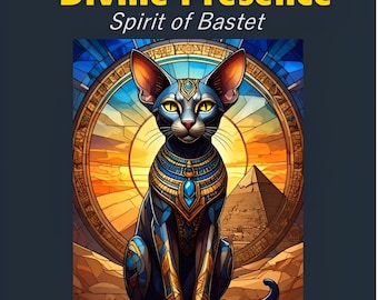 Bastet Sacred Cat Jigsaw Puzzle 120 252 500 Pieces – Egyptian Goddess Symbol, Radiant Halo Design, Stained Glass Style Art