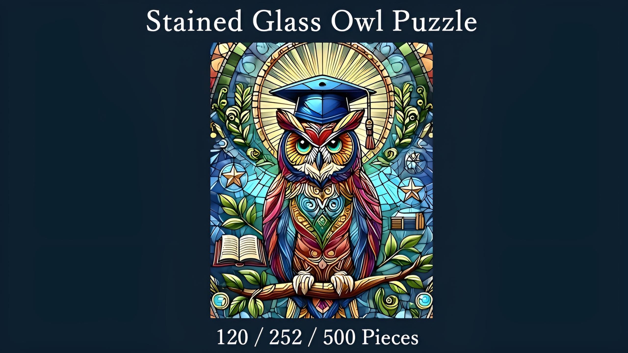 Stained Glass Owl Jigsaw Puzzle, Wise Owl Art Puzzle, Colorful Owl Illustration, Family Puzzle Gift 