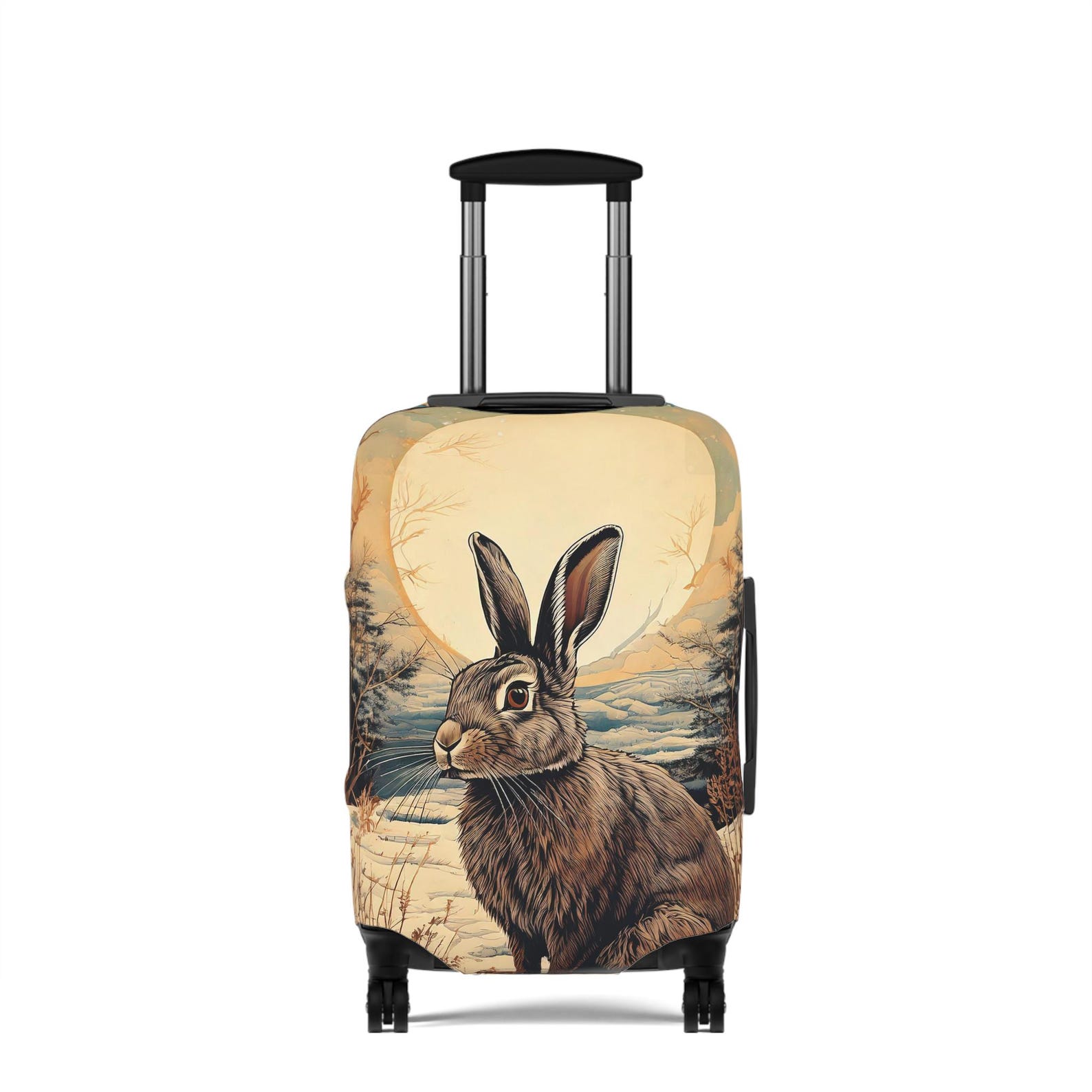Luggage Cover, Winter Bunny Rabbit Travel Accessory, Art Nouveau Style ...
