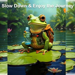 Traveling Frog Jigsaw Puzzle with Backpack | Relaxing Nature Puzzle on Lily Pad | 120, 252 or 500 Pieces | Whimsical Gift for Adults