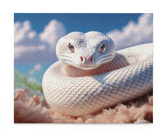 White Snake Puzzle Under the Blue Sky: Bring good fortune and peace with this mind-boggling jigsaw puzzle. White Snake Puzzle (120, 252, 500 Pieces) - Japanese Year of the Snake Wall Decor, Lucky Snake Jigsaw Puzzle, Relaxing Game, Birthday Gift for Snake Lovers, Lucky Item Gift for Housewarming