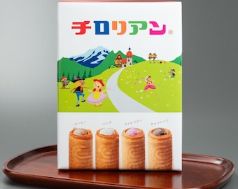 Chidoriya Tirolian Wafer Rolls - Assortimento di quattro gusti: vaniglia, caffè, fragola e cioccolato - Biscotti giapponesi