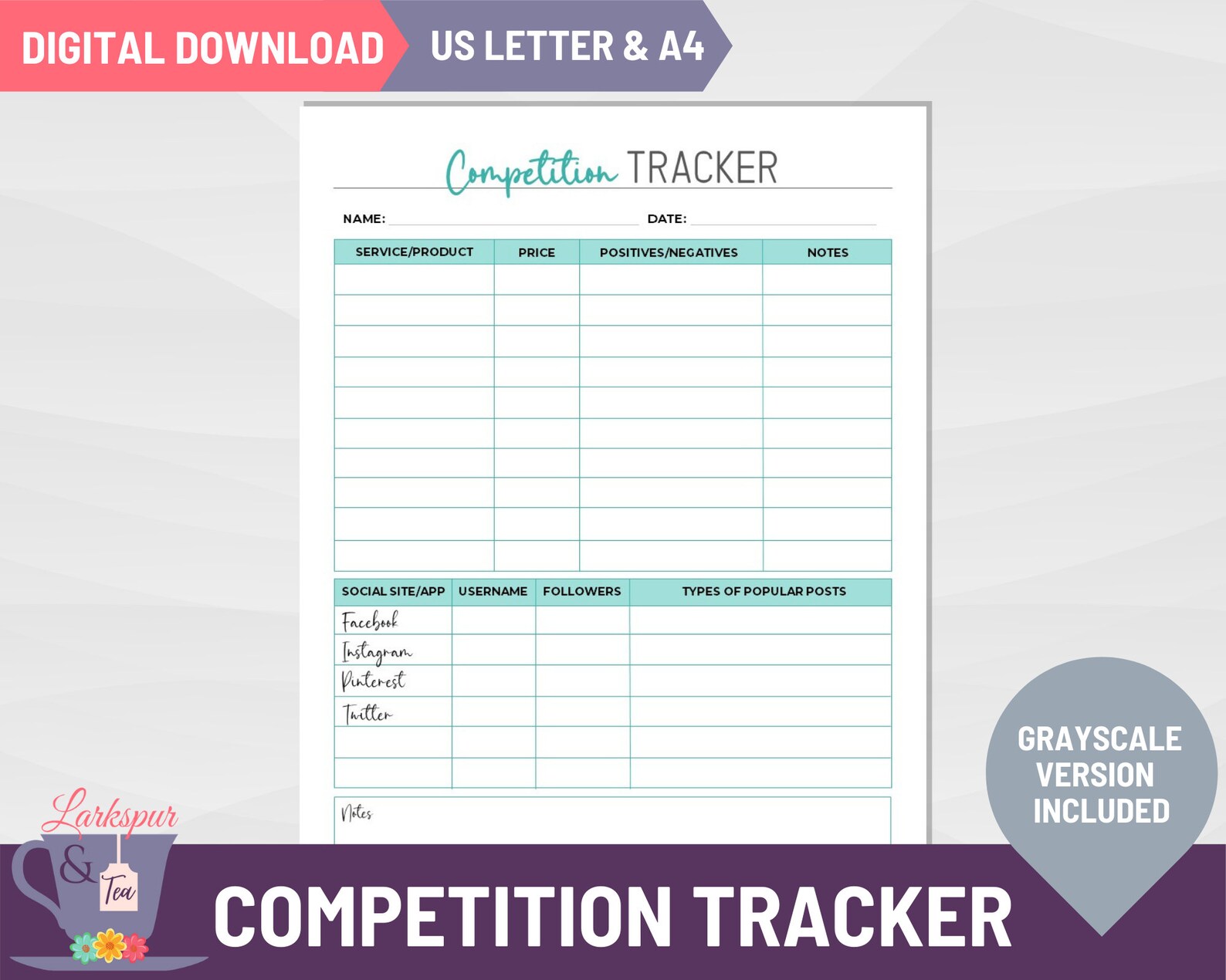 Business Competition Tracker Printable Small Business Etsy Italia