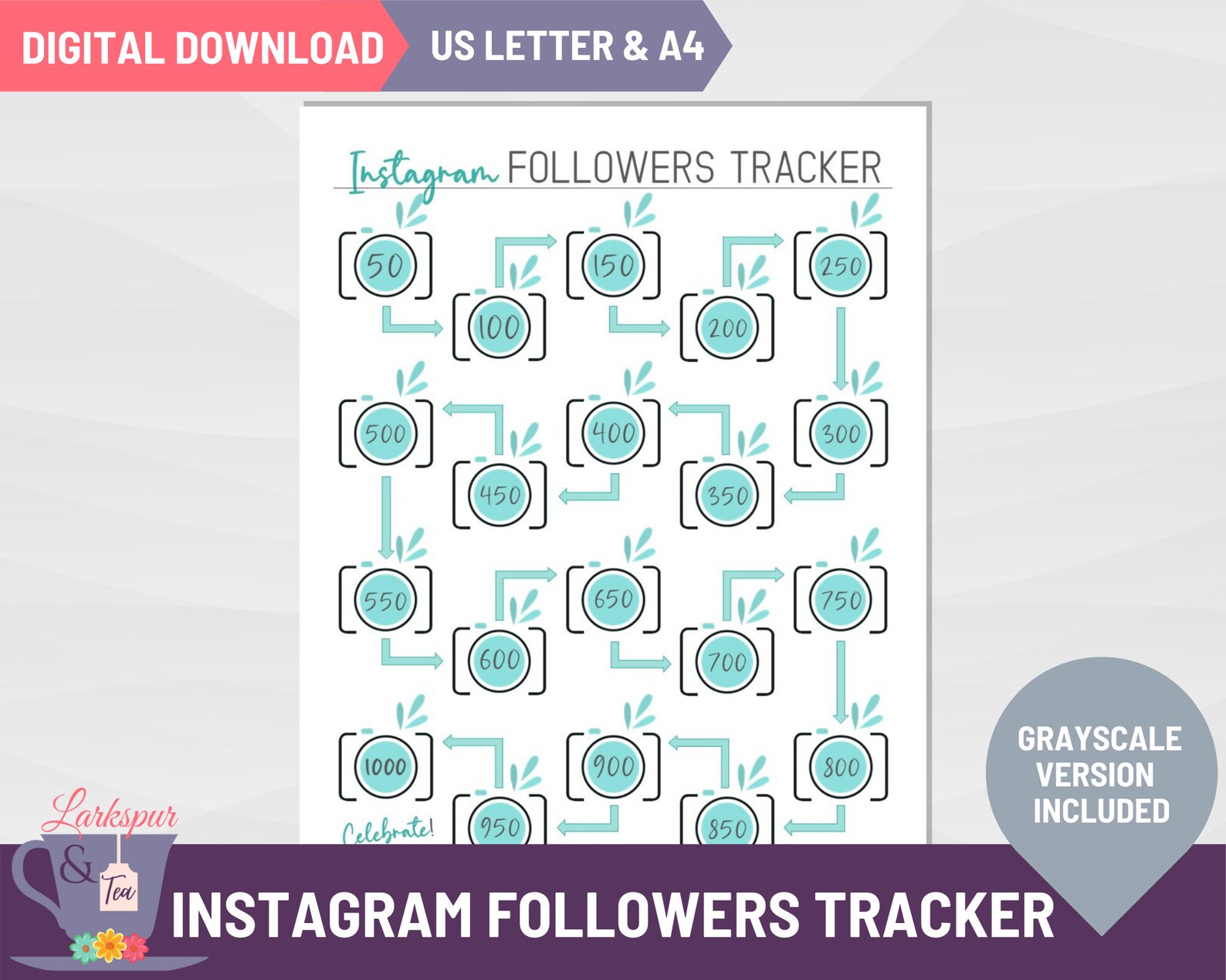 Instagram Followers Tracker Printable Small Business Social Etsy
